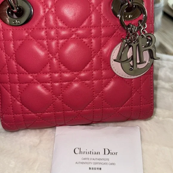 Dior Pink and Gray Mini Quilted Bag with silver Hardware - Picture 17 of 17
